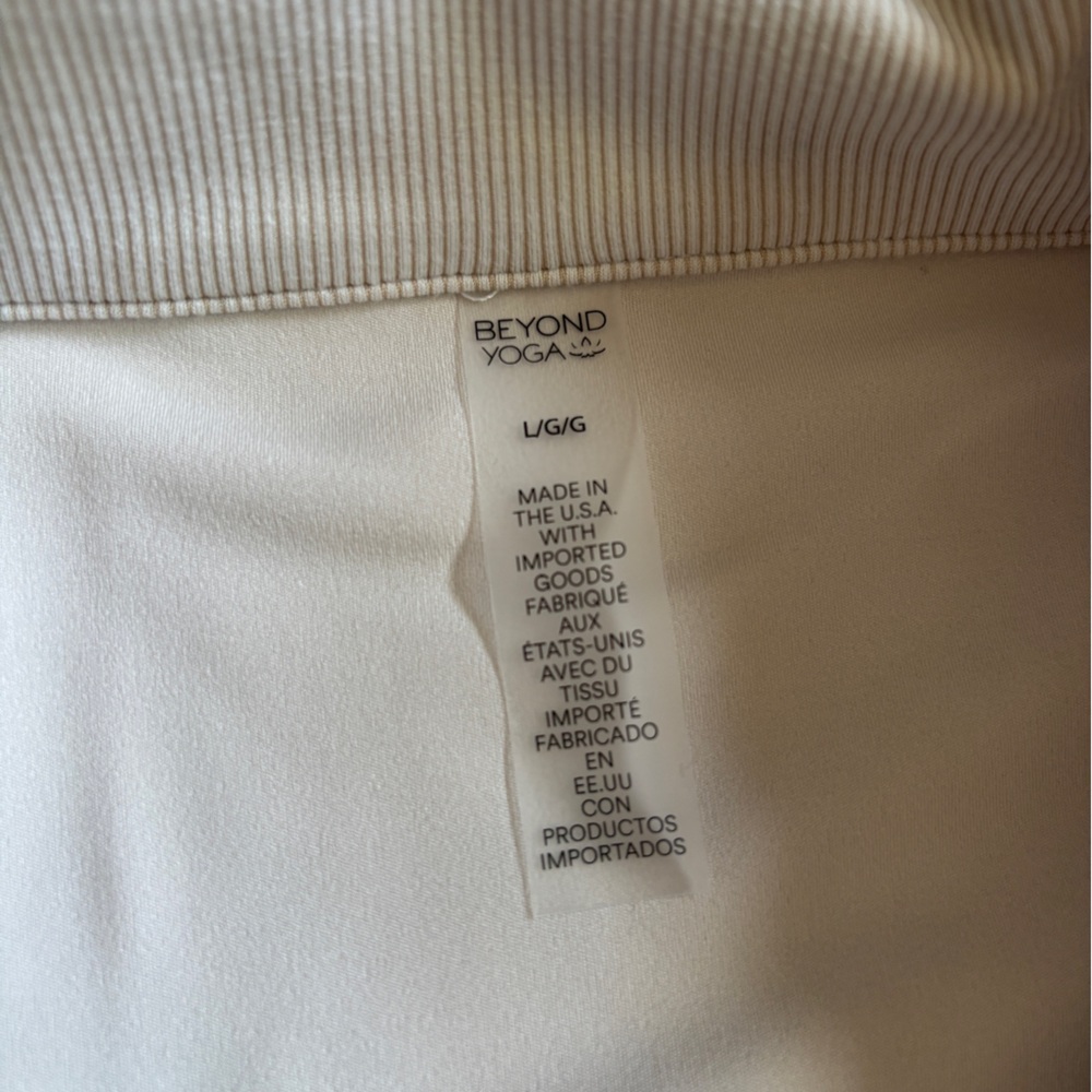 NWT Beyond Yoga Heather Rib Prep Cropped Cream Tank Size L - Picture 6 of 9